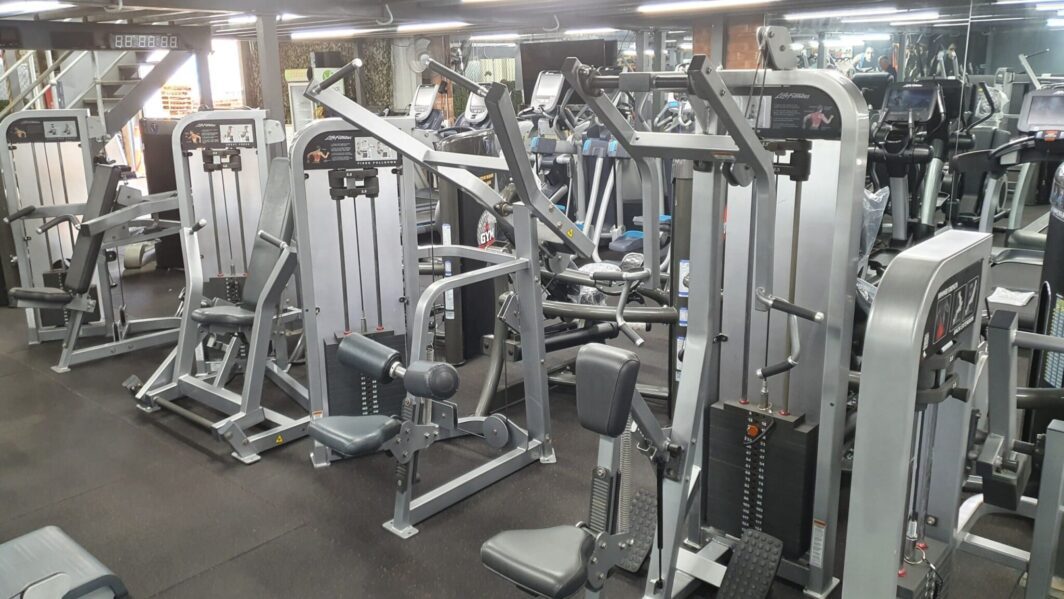 row of Life Fitness Pro Series 2 commercial gym equipment