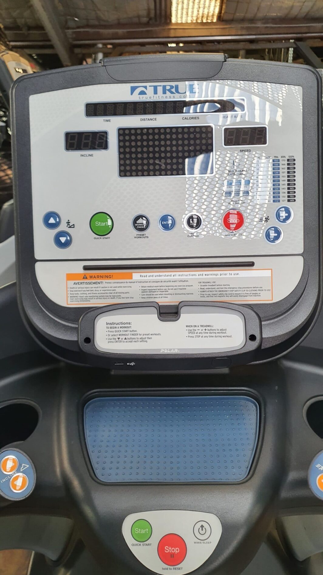 True Fitness 900 Treadmill user view