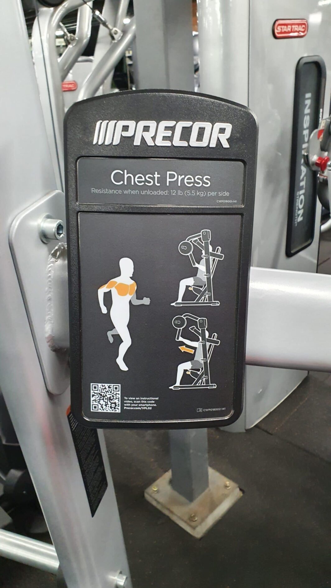 Precor Discovery Plated Loaded Chest Press infographic