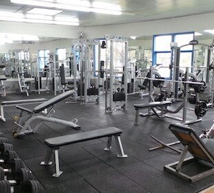 wide shot of gym floor with multiple gym equipment