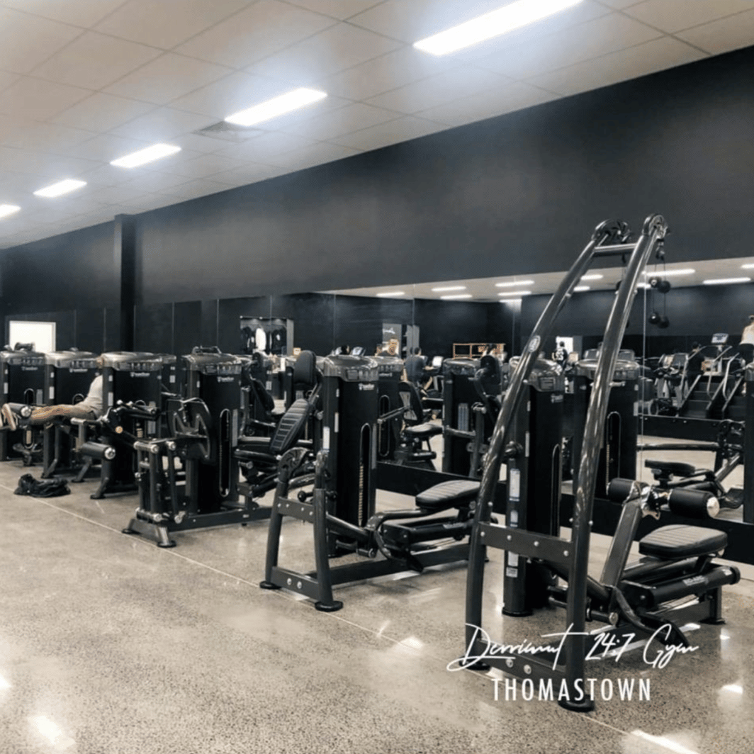 Row of TuffStuff Bio-Arc Strength gym equipment