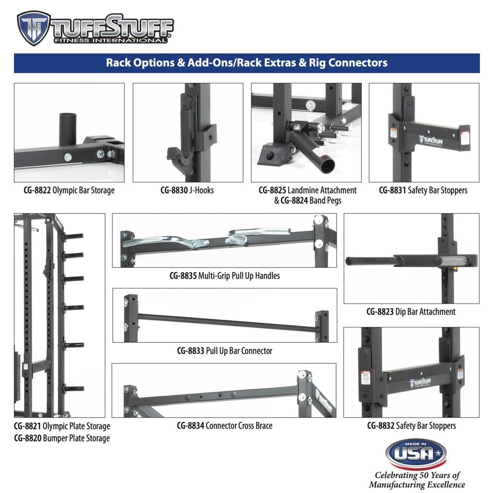 TuffStuff CALGYM Power Rack attachments