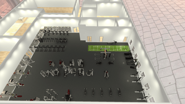 overhead view of 3d gym design